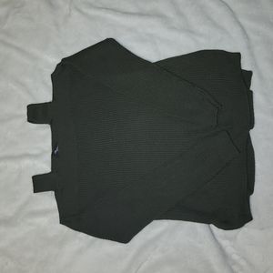 Green off the shoulder sweater